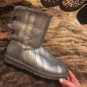 Bow Back Uggs with Ribbon and Rhinestone Details